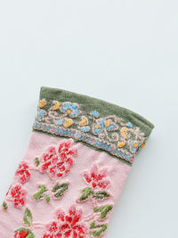 Thumbnail for 5 coppie donne floreali vintage jacquard cotone calze