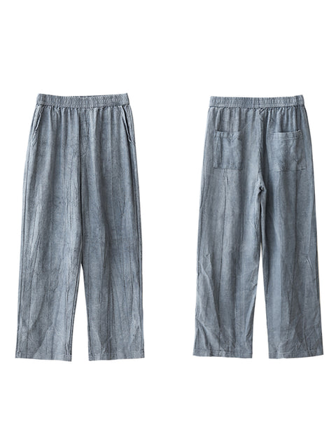 Pantaloni da donna in cotone di lino a gamba larga vintage primaverili taglie forti