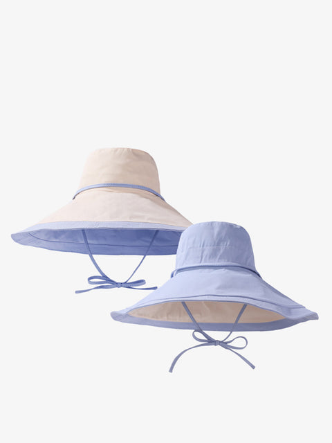 Cappello estivo da donna con tesa larga anti-sole colorblock