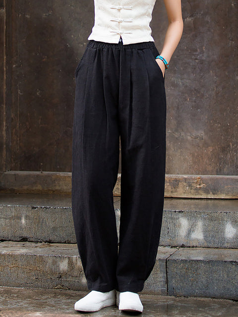 Pantaloni vintage da donna con fodera in pile tinta unita