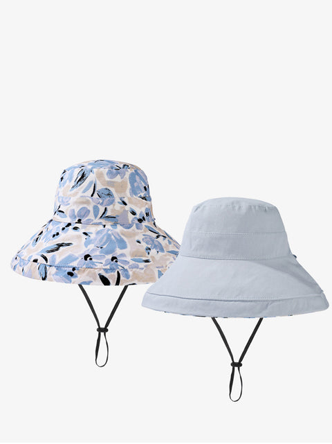 Cappello da sole estivo da donna con fiori a doppia faccia