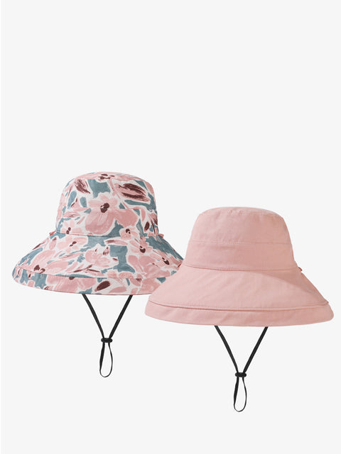 Cappello da sole estivo da donna con fiori a doppia faccia