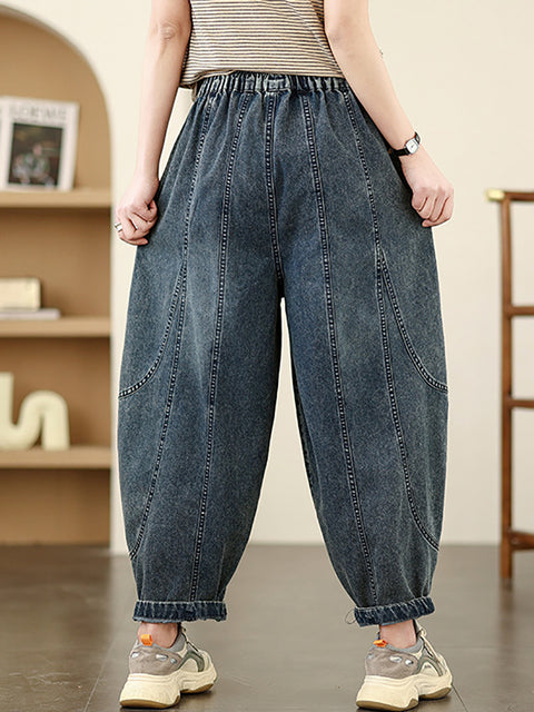 Pantaloni harem in denim casual primaverili da donna