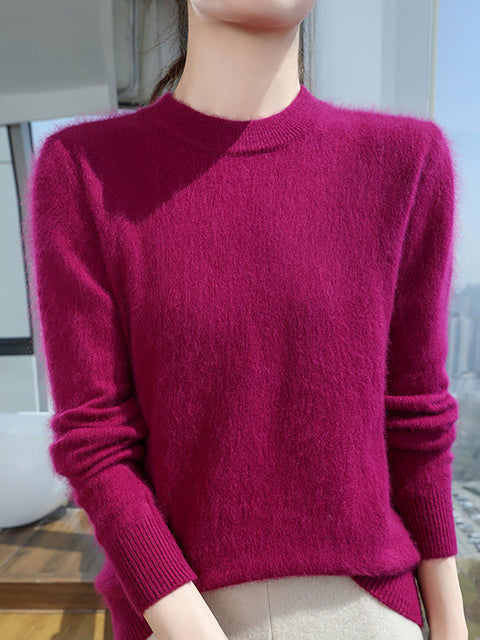 Maglione in maglia di lana con scollo a V e righe casual autunnali da donna