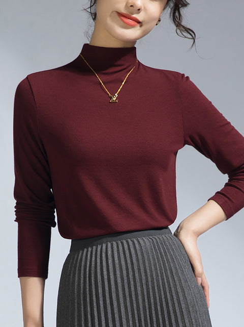 Women Spring Half-Turtleneck Bottom Blouse