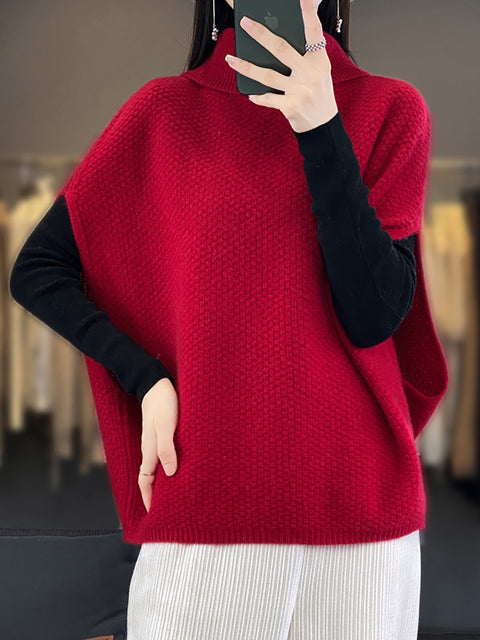 Maglione in maglia di lana con scollo a V e righe casual autunnali da donna