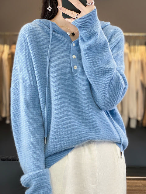 Maglione in maglia di lana con scollo a V e righe casual autunnali da donna