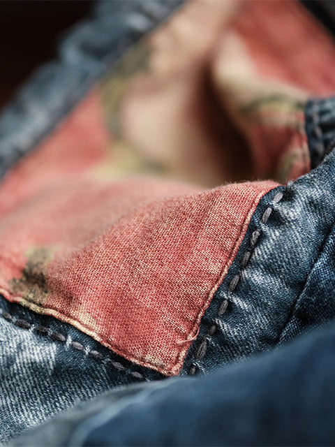 Borsa a tracolla vintage in denim con cuciture da donna