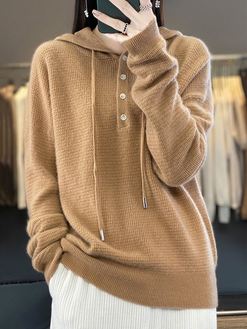 Maglione in maglia di lana con scollo a V e righe casual autunnali da donna