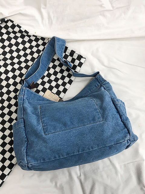 Borsa da donna vintage in denim di grande capacità