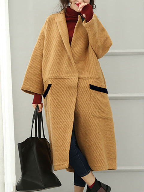 Plus Size Women Winter Casal Loose Wool Coat