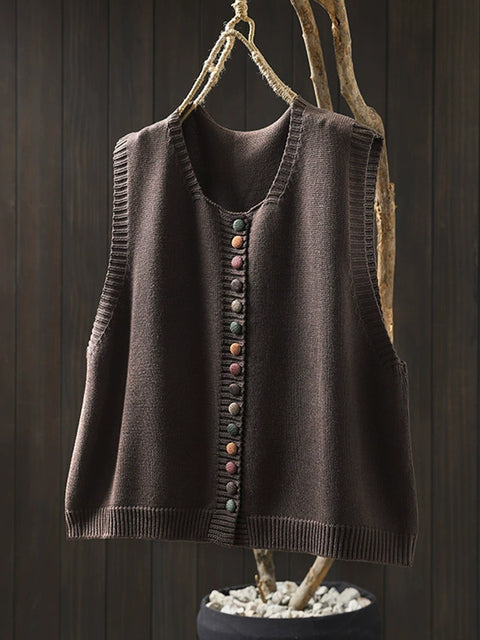 Gilet in maglia a trecce con scollo a V in lana autunnale casual da donna