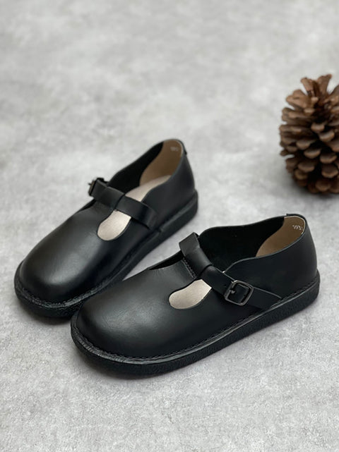 Women Summer Leather Soft Flat Shoes