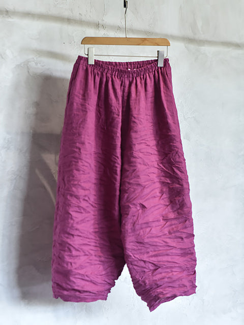 Pantaloni estivi vintage da donna in lino larghi e solidi