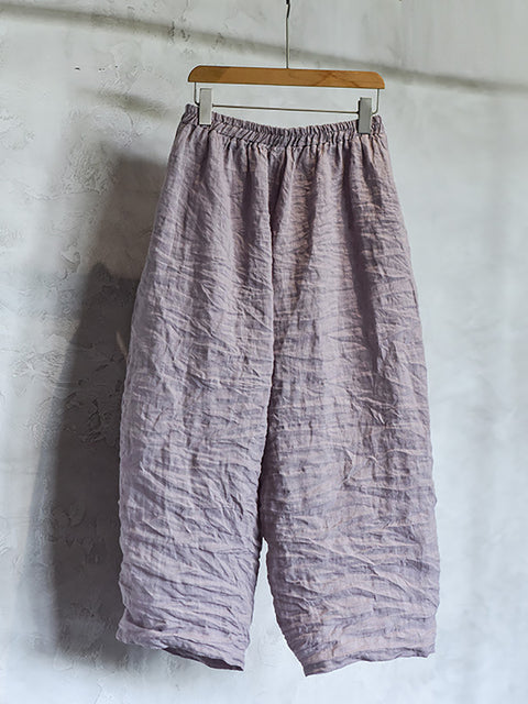 Pantaloni estivi vintage da donna in lino larghi e solidi