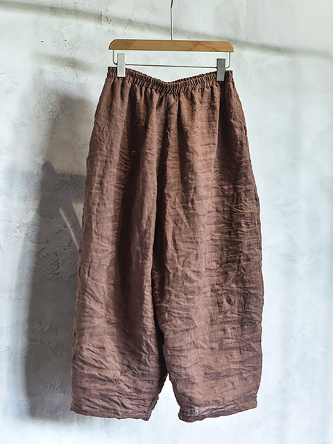 Pantaloni estivi vintage da donna in lino larghi e solidi