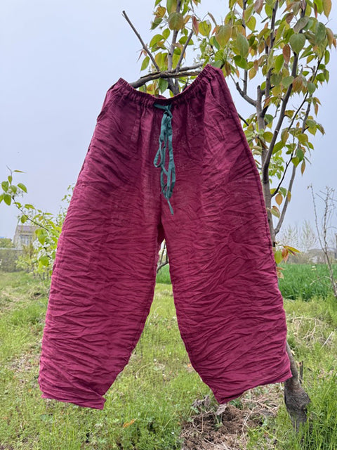 Pantaloni a gamba larga tinta unita vintage estivi da donna