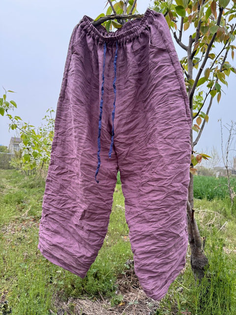 Pantaloni a gamba larga tinta unita vintage estivi da donna