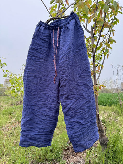 Pantaloni a gamba larga tinta unita vintage estivi da donna