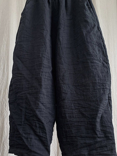 Pantaloni a gamba larga tinta unita vintage estivi da donna