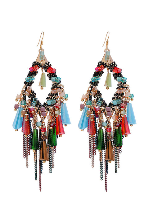 Bohemia Women S925Sliver Tassel Pandent Earrings