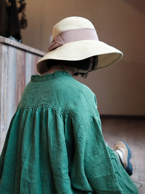 Abito da donna estivo in lino con fiori vintage