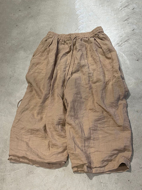 Pantaloni harem in lino casual autunnali da donna, di colore puro