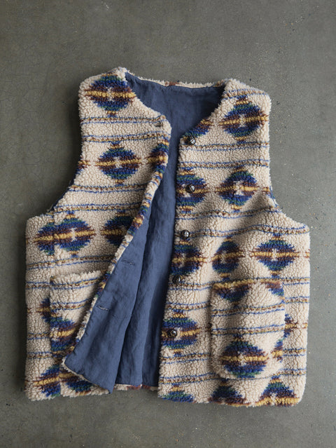 Gilet in cotone con patchwork di fiori etnici da donna