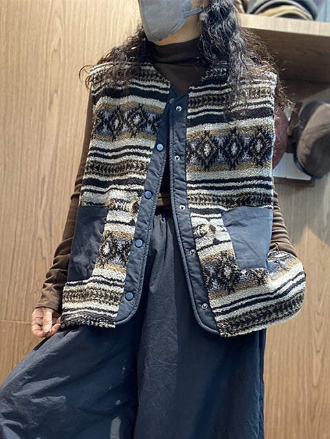 Women Autumn Retro Fleece Dual-side Wearing Vest