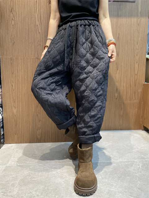 Women Winter Casual Rhomboid Thick Harem Pants