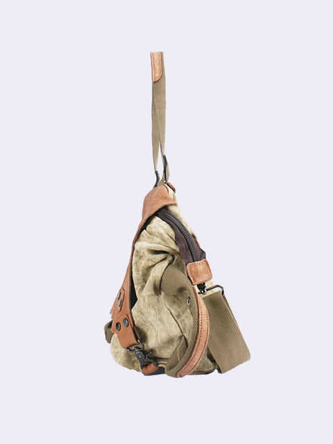 Women Casual Leather Canvas Spliced Shoulder Bag Crossbody Bag