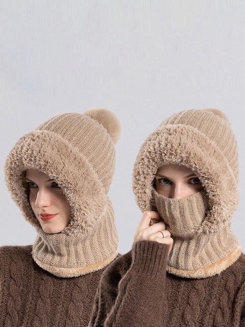 Cappello sciarpa in peluche lavorato a maglia caldo invernale da donna