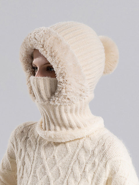 Cappello sciarpa in peluche lavorato a maglia caldo invernale da donna