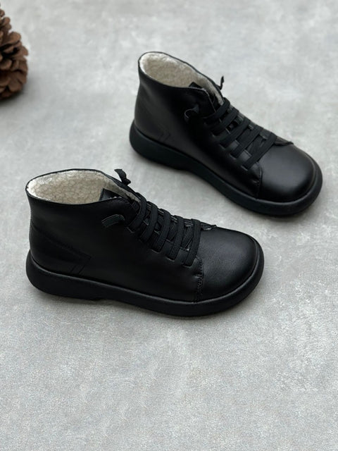 Women Stylish Genuine Leather Fleece-lined Boots