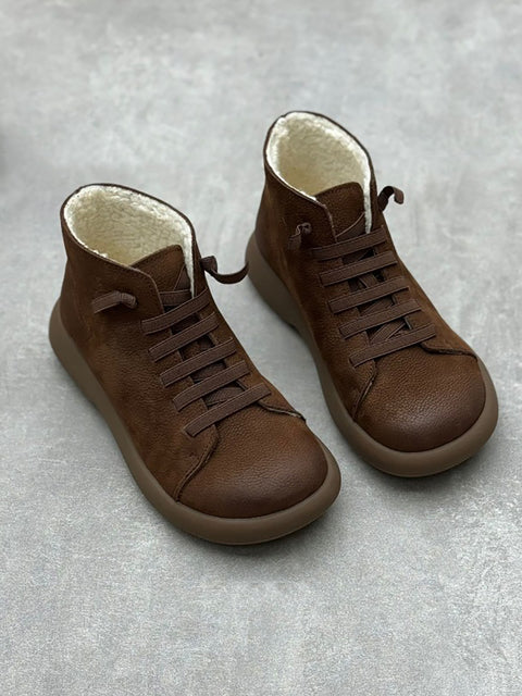 Women Stylish Genuine Leather Fleece-lined Boots