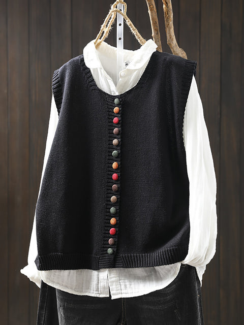 Gilet in maglia a trecce con scollo a V in lana autunnale casual da donna