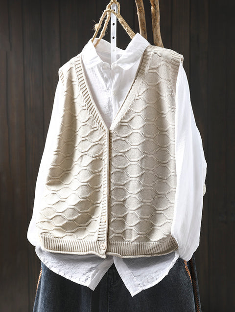 Gilet in maglia con scollo a V casual autunnale da donna