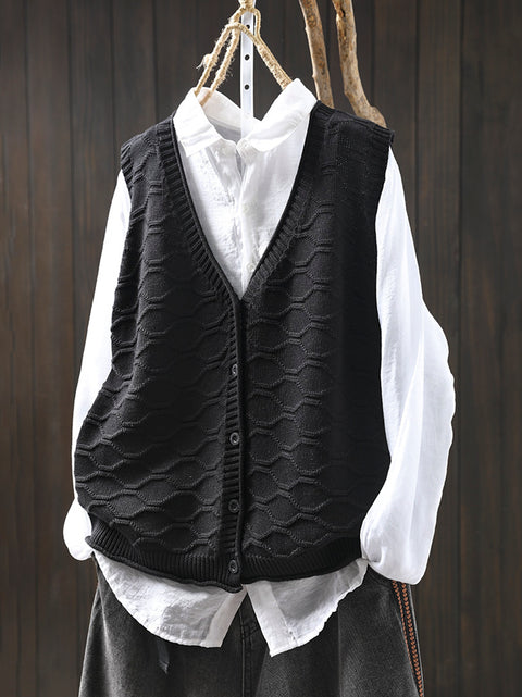 Gilet in maglia con scollo a V casual autunnale da donna