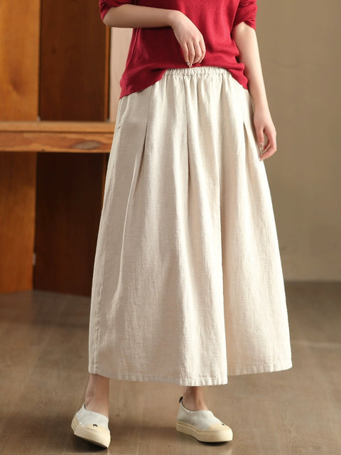 Women Spring Artsy Pure Color Skirt