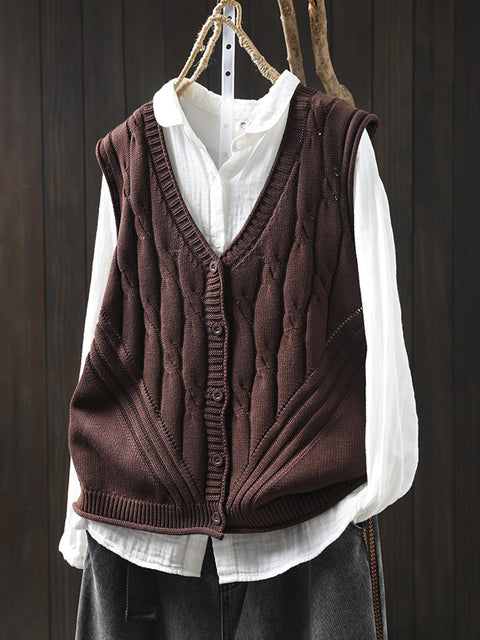 Gilet da donna in maglia con scollo a V, colore puro, primaverile