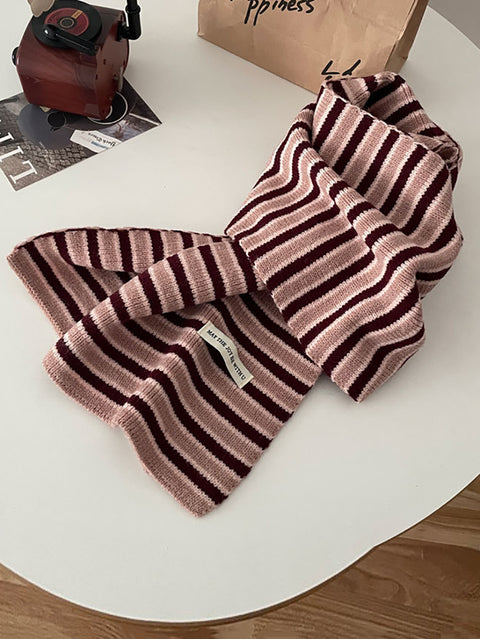 Winter Artsy Warm Stripe Knit Scarf