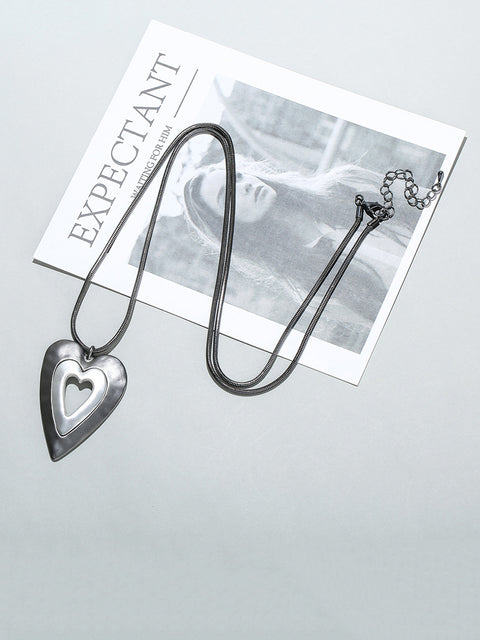 Fashion Mental Heart Long Sweater Necklace