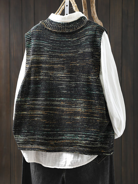 Women Spring Ethnic V-Neck Knit Vest