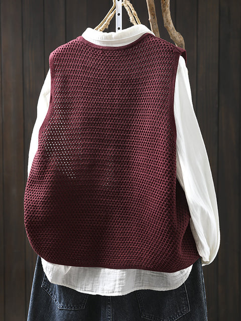 Gilet in maglia con bottoni e scollo a V casual da donna primaverile