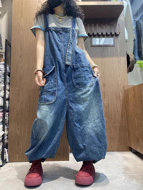 Women Spring Artsy Denim Harem Jumpsuits