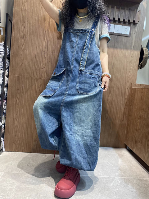 Women Spring Artsy Denim Harem Jumpsuits