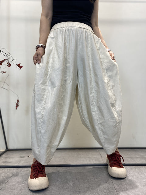 Pantaloni harem larghi sottili e puri estivi vintage da donna