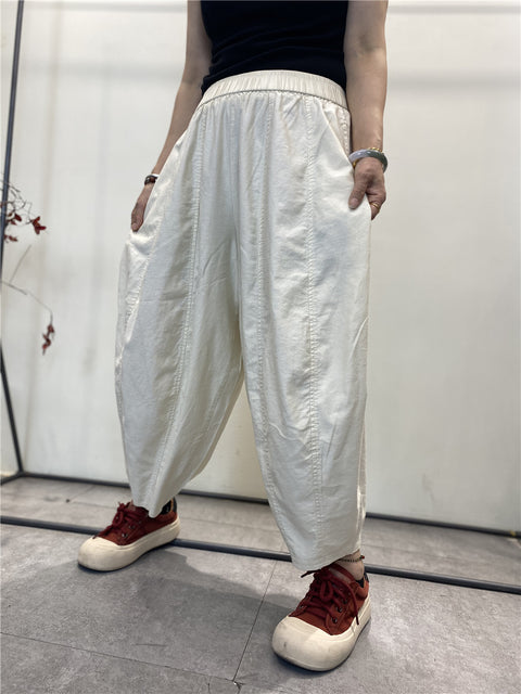 Pantaloni harem larghi sottili e puri estivi vintage da donna