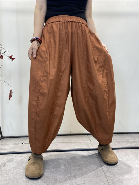 Pantaloni harem larghi sottili e puri estivi vintage da donna