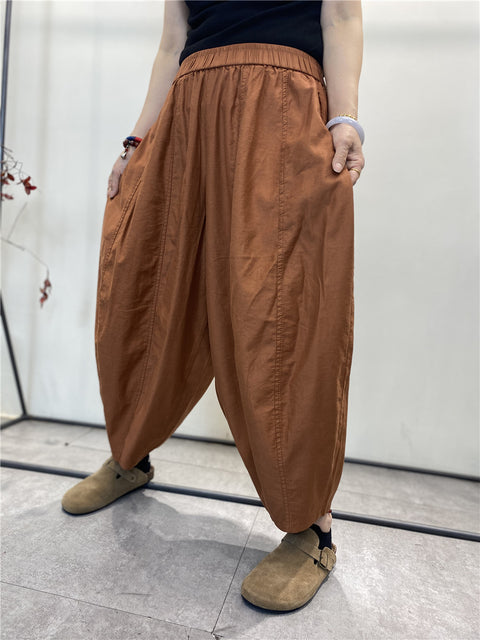 Pantaloni harem larghi sottili e puri estivi vintage da donna